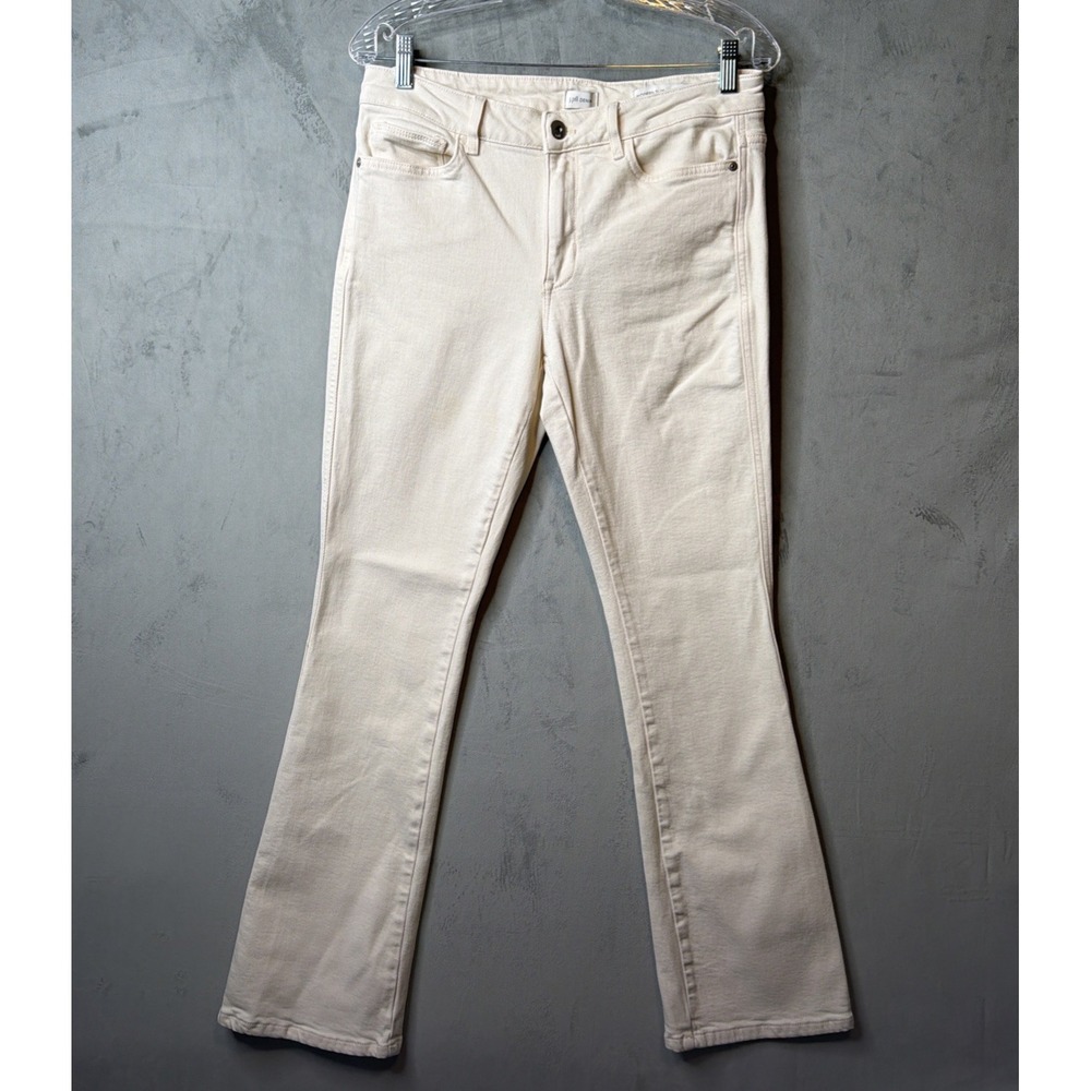J Jill Denim Modern Slim Boot Cut Jeans Womens 8R Ivory Stretch Pants
